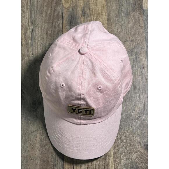 YETI Leather Logo Hat Light Pink Limited edition Leather Strapback Adjustable. - Picture 2 of 9